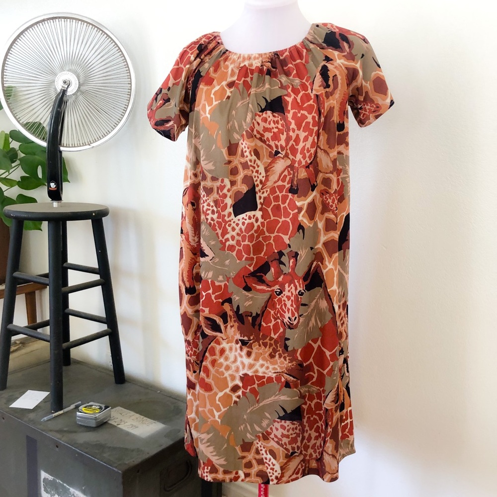 Vintage hand sewn safari pattern dress